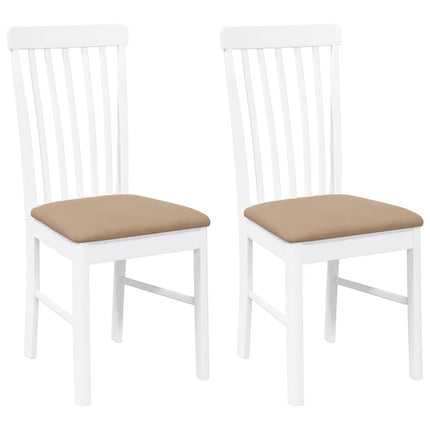 Sedie da Pranzo con Cuscini 2 pz Bianco Legno Massello di Hevea