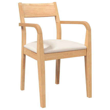 Sedie da Pranzo con Cuscini 2 pz Naturale Legno Massello Hevea
