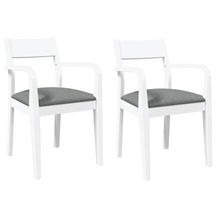 Sedie da Pranzo con Cuscini 2 pz Bianco Legno Massello di Hevea