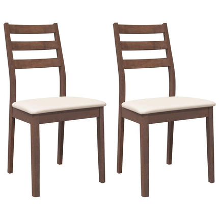 Sedie da Pranzo con Cuscini 2pz Marrone Legno Massello di Hevea