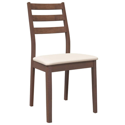 Sedie da Pranzo con Cuscini 2pz Marrone Legno Massello di Hevea