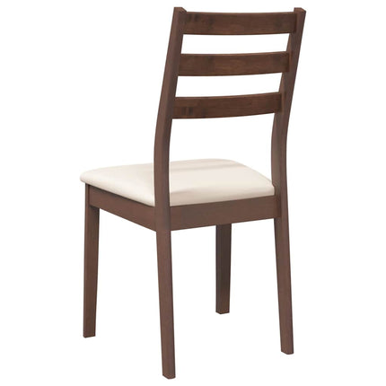 Sedie da Pranzo con Cuscini 2pz Marrone Legno Massello di Hevea