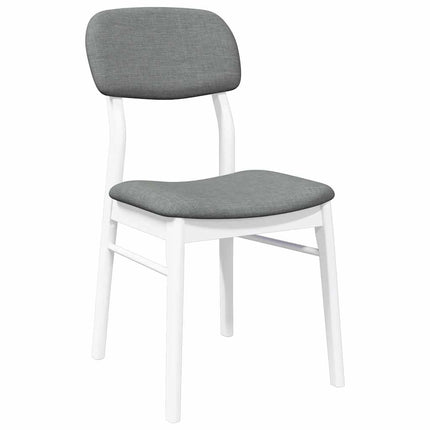 Sedie da Pranzo con Cuscini 2 pz Bianco Legno Massello di Hevea