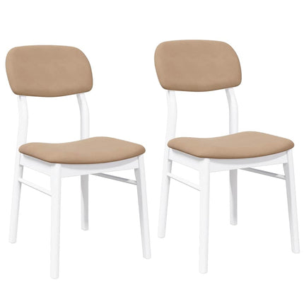 Sedie da Pranzo con Cuscini 2 pz Bianco Legno Massello di Hevea
