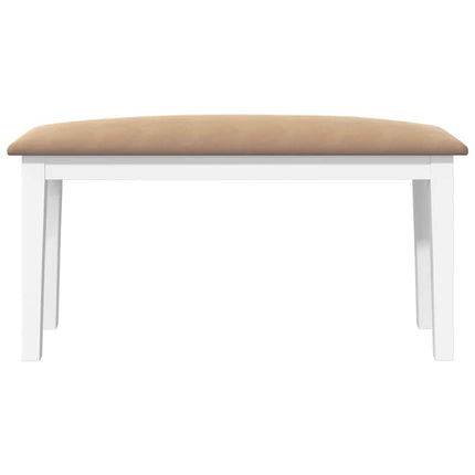 Panca 90 cm Bianco in Legno Massello di Hevea