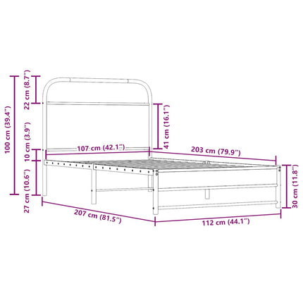 Giroletto senza Materasso Rovere Fumo 107x203 cm in Truciolato