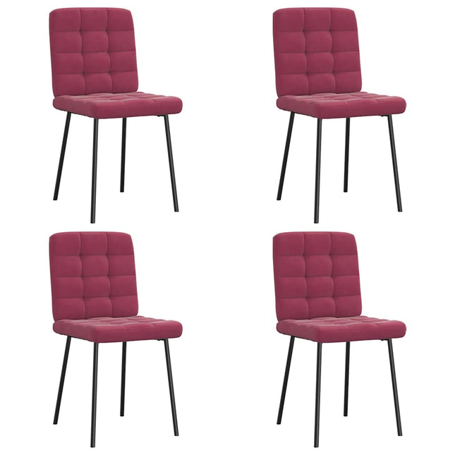 Sedie da Pranzo 4 pz Rosso Vino in Velluto