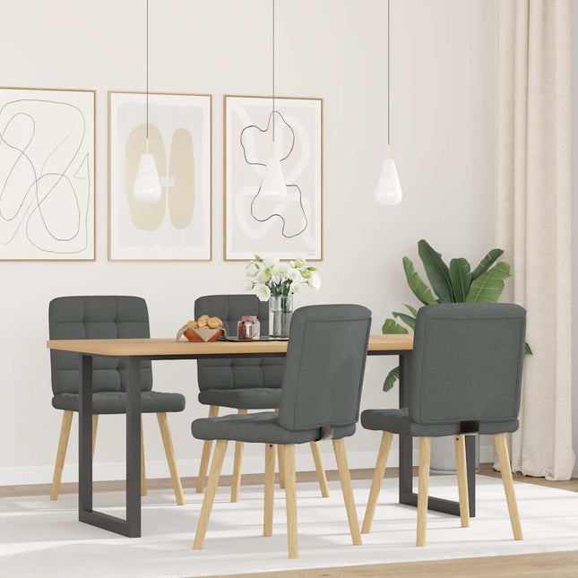 Sedie da Pranzo 4 pz Grigio Scuro in Tessuto