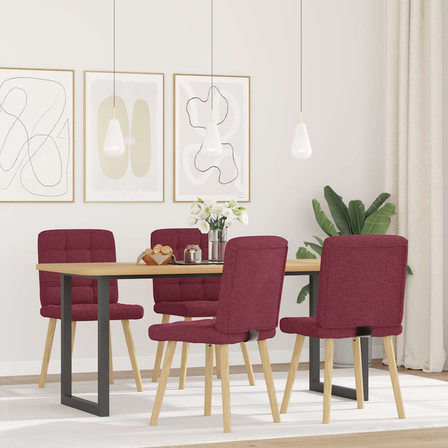 Sedie da Pranzo 4 pz Rosso Vino in Tessuto