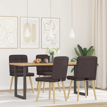 Sedie da Pranzo 4 pz Marrone Scuro in Tessuto