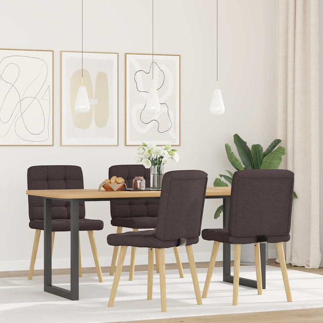 Sedie da Pranzo 4 pz Marrone Scuro in Tessuto