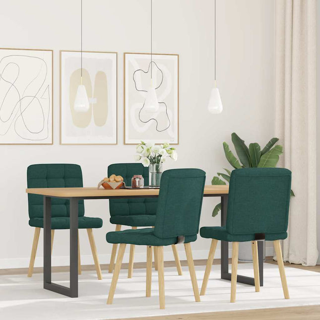 Sedie da Pranzo 4 pz in Tessuto Verde Scuro