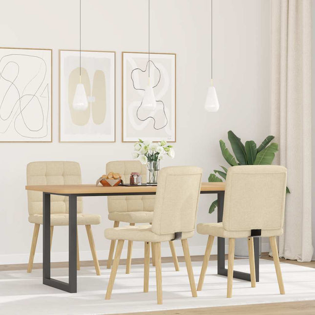 Sedie da Pranzo 4 pz Crema in Tessuto