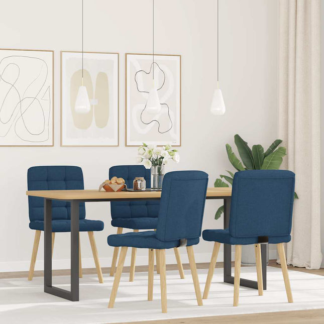 Sedie da Pranzo 4 pz Blu in Tessuto