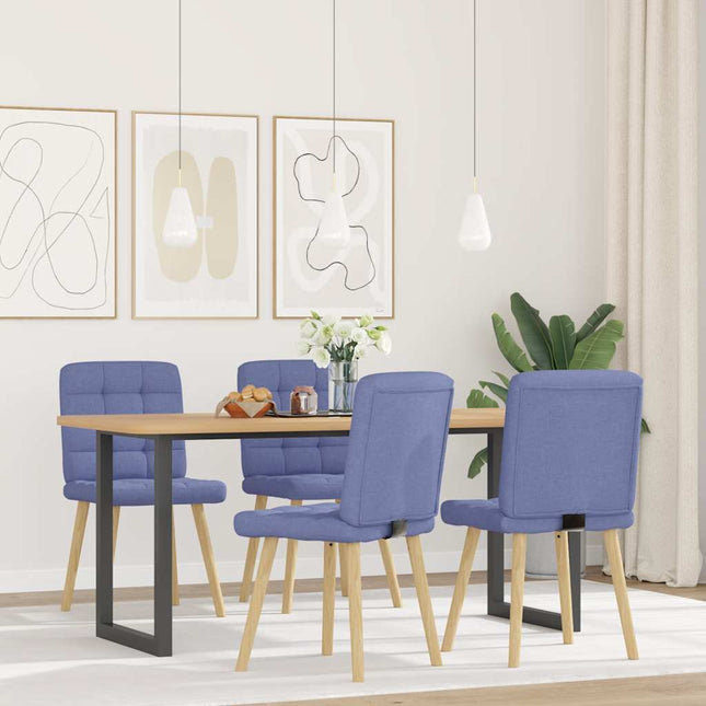Sedie da Pranzo 4 pz Blu Jeans in Tessuto