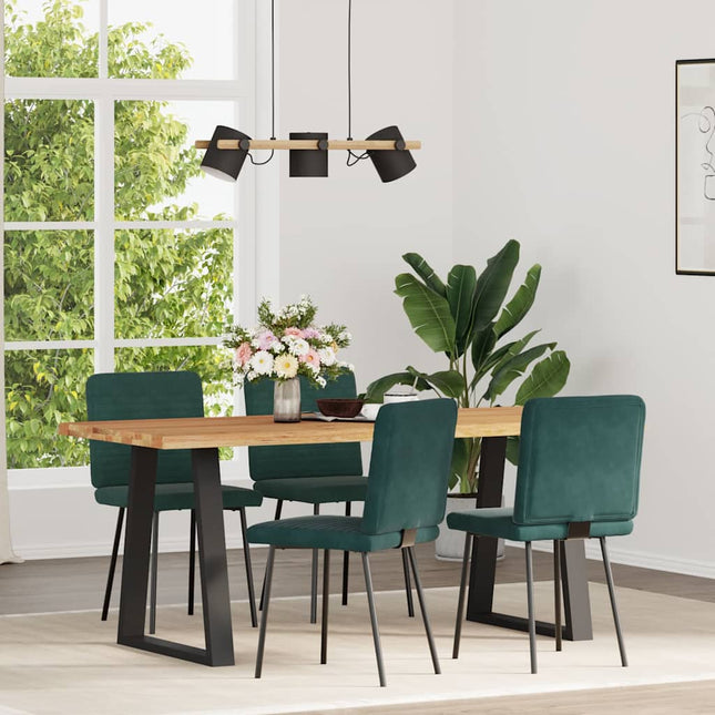 Sedie da Pranzo 4 pz Verde Scuro in Velluto