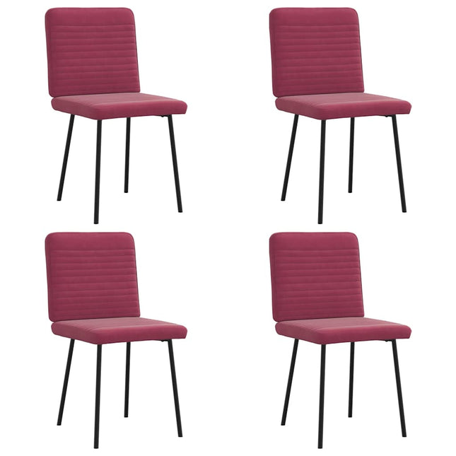 Sedie da Pranzo 4 pz Rosso Vino in Velluto