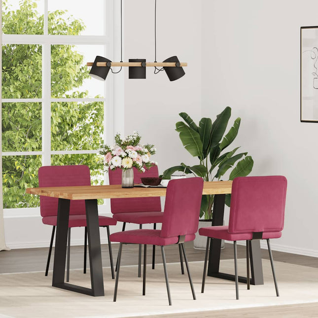Sedie da Pranzo 4 pz Rosso Vino in Velluto
