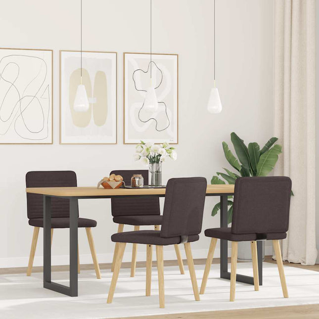 Sedie da Pranzo 4 pz Marrone Scuro in Tessuto
