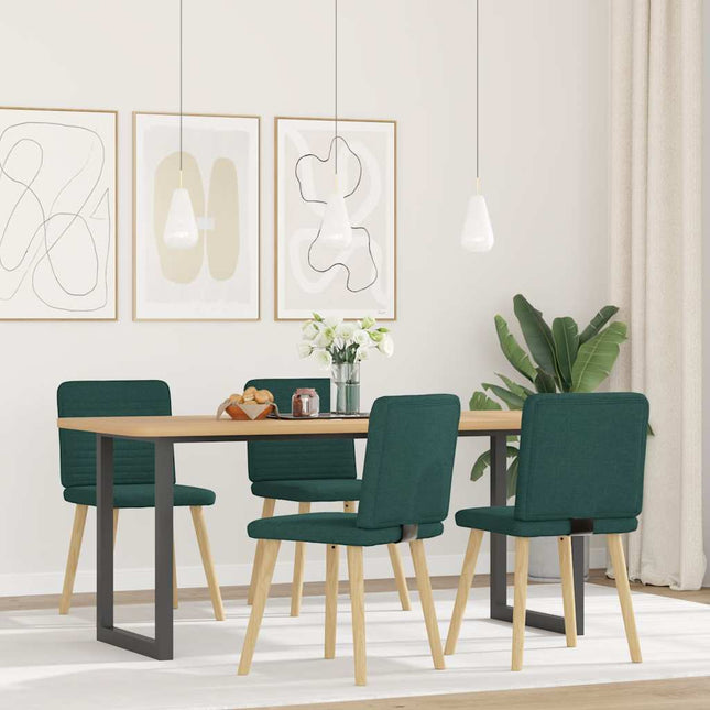 Sedie da Pranzo 4 pz in Tessuto Verde Scuro