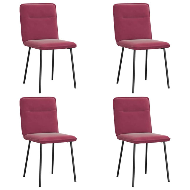 Sedie da Pranzo 4 pz Rosso Vino in Velluto