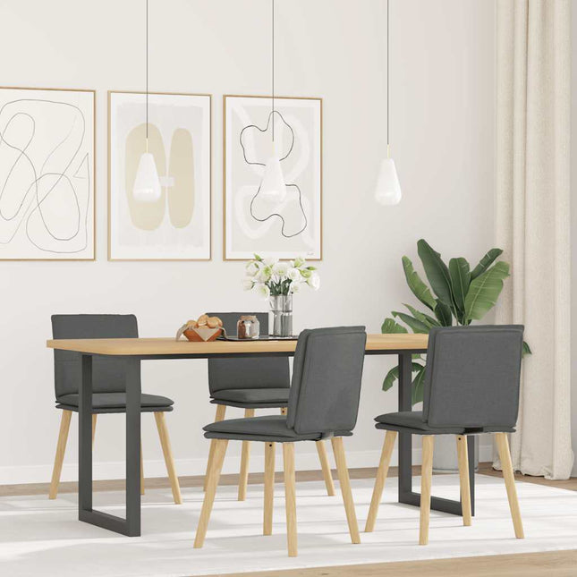 Sedie da Pranzo 4 pz Grigio Scuro in Tessuto