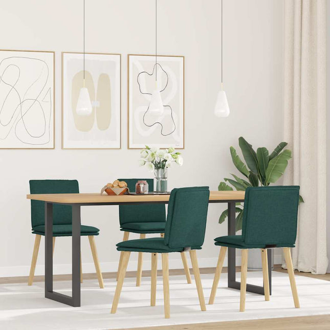 Sedie da Pranzo 4 pz in Tessuto Verde Scuro