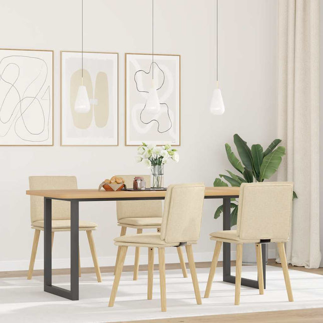 Sedie da Pranzo 4 pz Crema in Tessuto