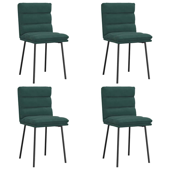Sedie da Pranzo 4 pz Verde Scuro in Velluto