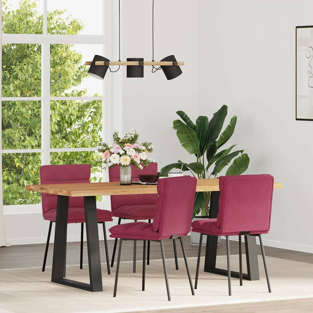Sedie da Pranzo 4 pz Rosso Vino in Velluto