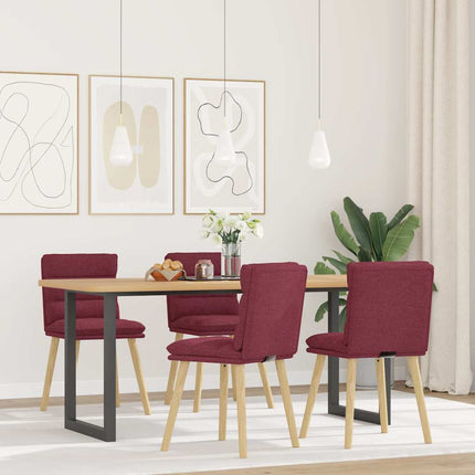 Sedie da Pranzo 4 pz Rosso Vino in Tessuto