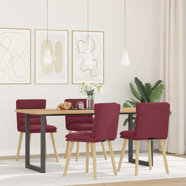 Sedie da Pranzo 4 pz Rosso Vino in Tessuto