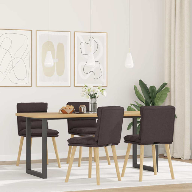 Sedie da Pranzo 4 pz Marrone Scuro in Tessuto