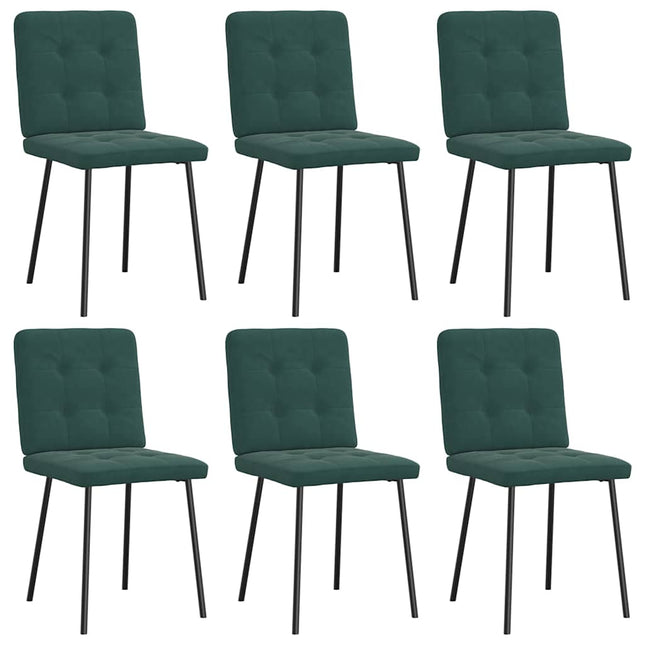 Sedie da Pranzo 6 pz Verde Scuro in Velluto