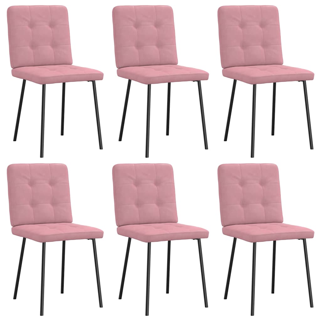 Sedie da Pranzo 6 pz Rosa in Velluto