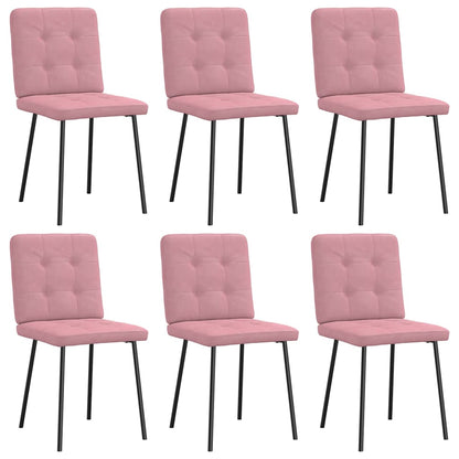 Sedie da Pranzo 6 pz Rosa in Velluto