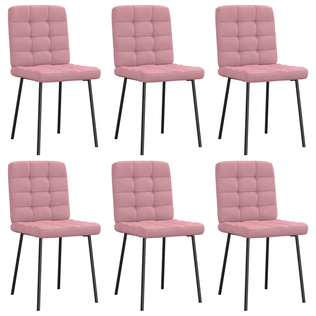 Sedie da Pranzo 6 pz Rosa in Velluto