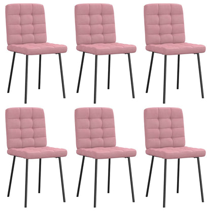 Sedie da Pranzo 6 pz Rosa in Velluto