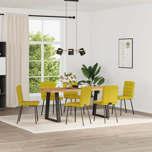 Sedie da Pranzo 6 pz Gialle in Velluto