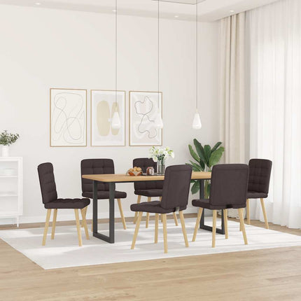 Sedie da Pranzo 6 pz Marrone Scuro in Tessuto