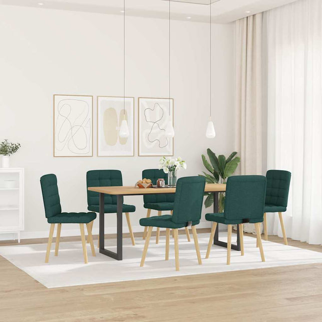 Sedie da Pranzo 6 pz Verde Scuro in Tessuto