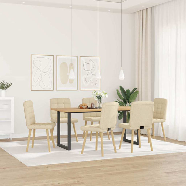Sedie da Pranzo 6 pz Crema in Tessuto