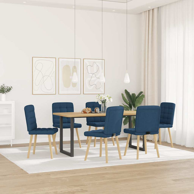 Sedie da Pranzo 6 pz Blu in Tessuto