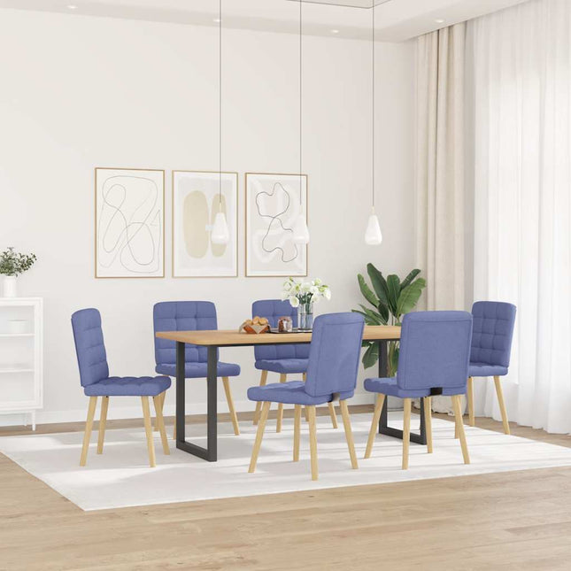 Sedie da Pranzo 6 pz Blu Jeans in Tessuto