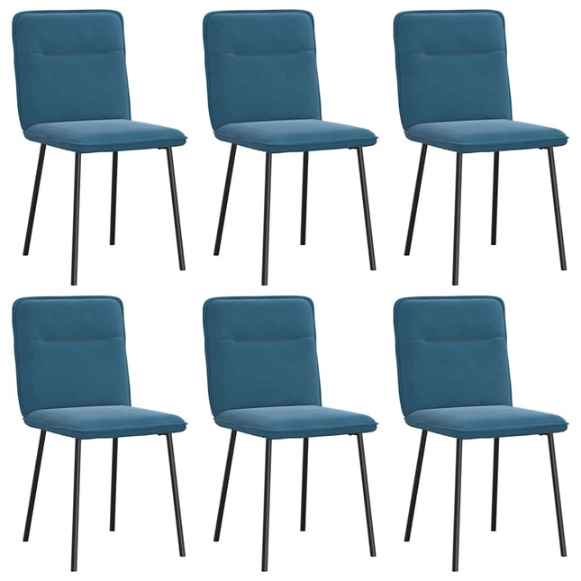 Sedie da Pranzo 6 pz Blu in Velluto