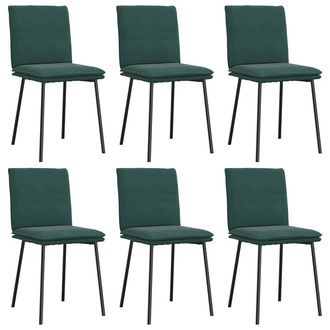 Sedie da Pranzo 6 pz Verde Scuro in Velluto