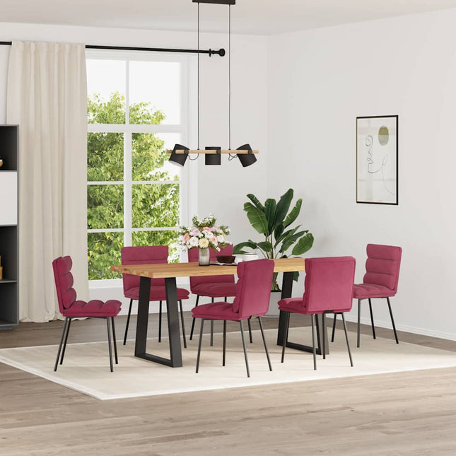 Sedie da Pranzo 6 pz Rosso Vino in Velluto