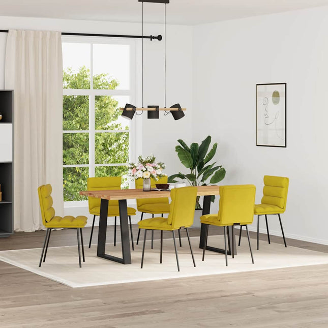 Sedie da Pranzo 6 pz Gialle in Velluto