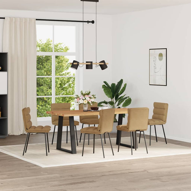 Sedie da Pranzo 6 pz Marroni in Velluto