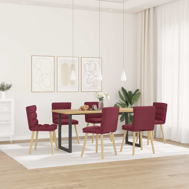 Sedie da Pranzo 6 pz Rosso Vino in Tessuto
